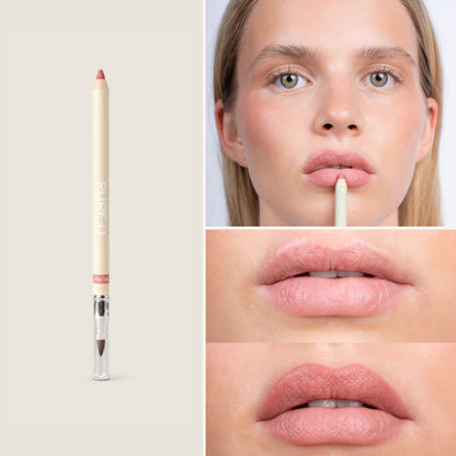 PURE U. Lipliner Milky Tulip – lūpų kontūro pieštukas, naudojimas ir rezultatas ant lūpų