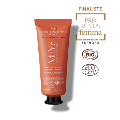 MiYé kreminis dezodorantas jautriai odai su postbiotikais ir alaviju, 40 ml