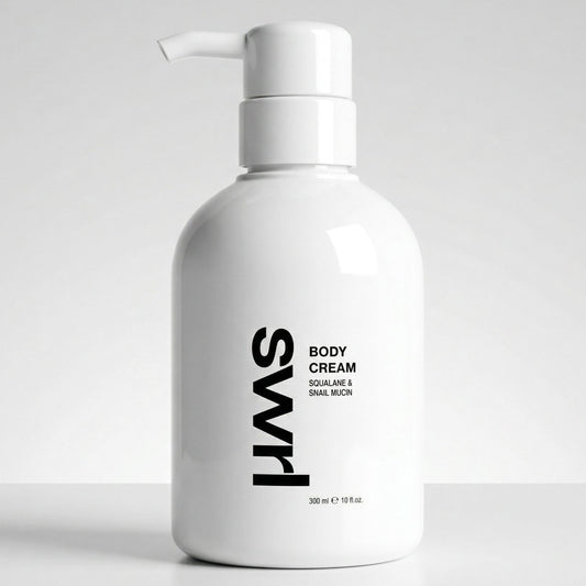 SWRL Body Cream kūno kremas su skvalanu ir sraigių mucinu, 300 ml – produkto pakuotė